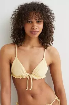 Хлопковый топ бикини с треугольными чашечками H&amp;M, светло-желтого