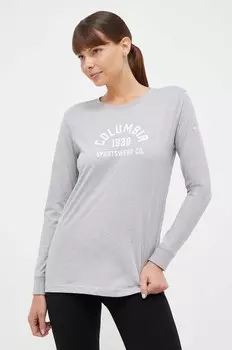 Хлопковый топ Columbia с длинными рукавами, серый