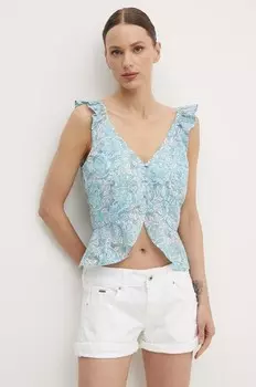 Хлопковый топ EMILIA Pepe Jeans, синий