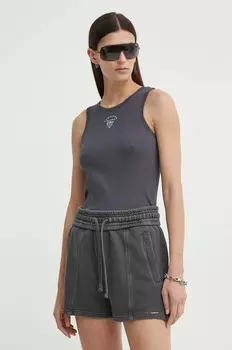 Хлопковый топ G-Star Raw, серый