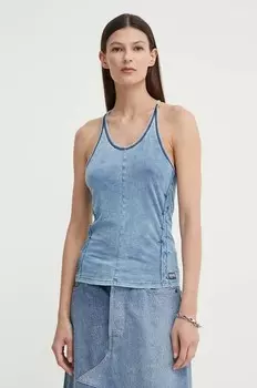 Хлопковый топ G-Star Raw, синий
