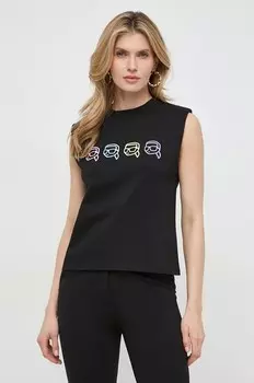 Хлопковый топ Karl Lagerfeld, черный