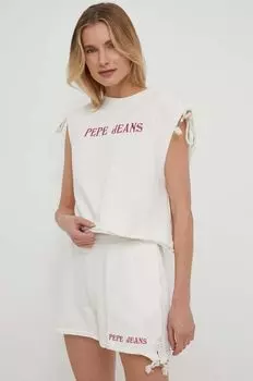 Хлопковый топ Kendall Pepe Jeans, бежевый
