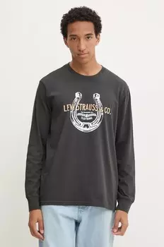 Хлопковый топ Levi's с длинными рукавами, серый