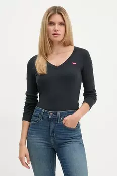 Хлопковый топ Levi's с длинными рукавами, черный