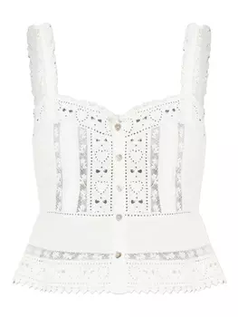 Хлопковый топ LoveShackFancy, белый