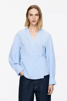 Хлопковый топ-обертка Arket, голубой