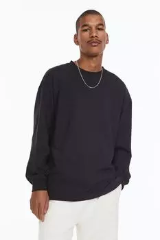 Хлопковый топ оверсайз H&amp;M, сломанный черный