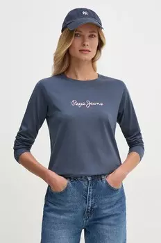 Хлопковый топ Pepe Jeans с длинными рукавами FIORE LS, темно-синий