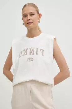 Хлопковый топ Pinko, бежевый