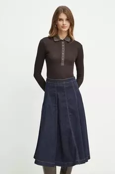 Хлопковый топ Pinko с длинными рукавами, коричневый