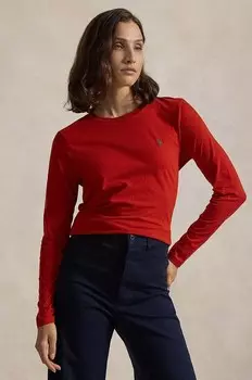 Хлопковый топ Polo Ralph Lauren с длинными рукавами, красный