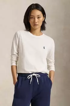 Хлопковый топ Polo Ralph Lauren с длинными рукавами, белый