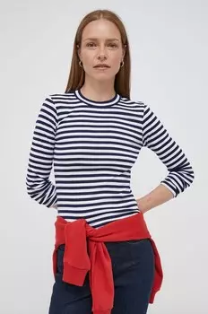Хлопковый топ Polo Ralph Lauren с длинными рукавами, темно-синий