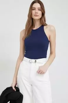 Хлопковый топ Polo Ralph Lauren, темно-синий
