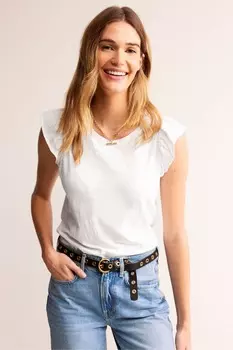 Хлопковый топ расклешенный книзу Boden, белый