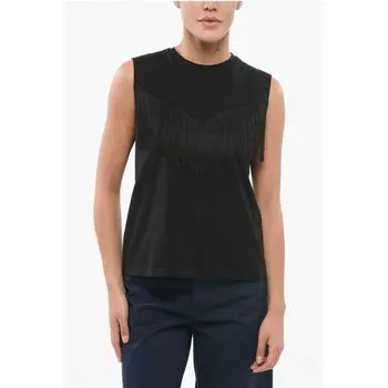Хлопковый топ с бахромой Pinko, Black