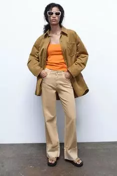 Хлопковый топ с брязками ZARA, апельсин