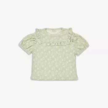 Хлопковый топ с цветочным принтом «крылатка» для 3–12 лет Caramel, цвет mint print