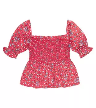 Хлопковый топ с цветочным принтом Polo Ralph Lauren, красный