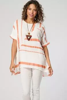 Хлопковый топ с диагональным швом и колье Saloos, розовый