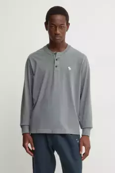 Хлопковый топ с длинными рукавами Abercrombie & Fitch, серый