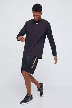 Хлопковый топ с длинными рукавами adidas, черный