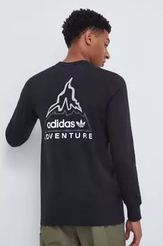 Хлопковый топ с длинными рукавами adidas Originals, черный