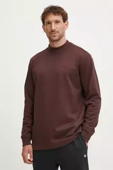 Хлопковый топ с длинными рукавами adidas Originals Longsleeve Mock Neck, гранатовый