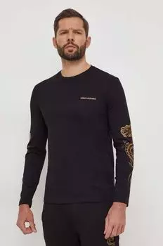 Хлопковый топ с длинными рукавами Armani Exchange, черный