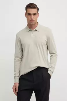 Хлопковый топ с длинными рукавами Boss Orange, бежевый