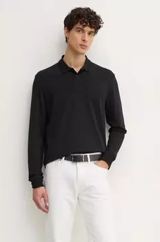 Хлопковый топ с длинными рукавами Boss Orange, черный