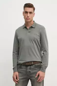 Хлопковый топ с длинными рукавами Boss Orange, серый