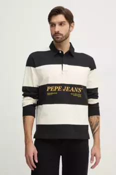 Хлопковый топ с длинными рукавами BRANDON Pepe Jeans, черный