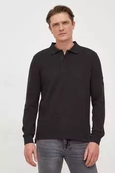 Хлопковый топ с длинными рукавами Calvin Klein Jeans, черный