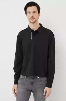 Хлопковый топ с длинными рукавами Calvin Klein Jeans, черный
