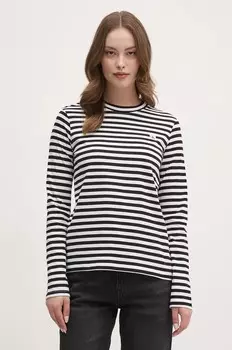 Хлопковый топ с длинными рукавами Calvin Klein Jeans, черный