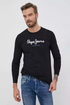 Хлопковый топ с длинными рукавами EGGO LONG N Pepe Jeans, черный