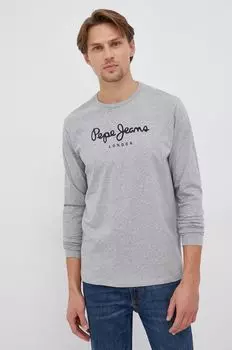 Хлопковый топ с длинными рукавами EGGO LONG N Pepe Jeans, серый