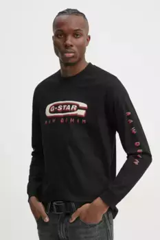 Хлопковый топ с длинными рукавами G-Star Raw, черный