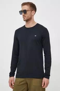 Хлопковый топ с длинными рукавами Gant, темно-синий