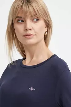 Хлопковый топ с длинными рукавами Gant, темно-синий