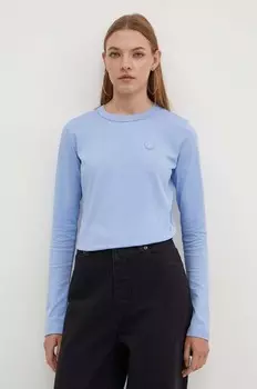 Хлопковый топ с длинными рукавами Hugo Blue, синий