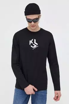 Хлопковый топ с длинными рукавами Karl Lagerfeld Jeans, черный