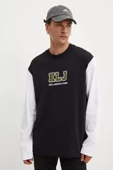 Хлопковый топ с длинными рукавами Karl Lagerfeld Jeans, черный