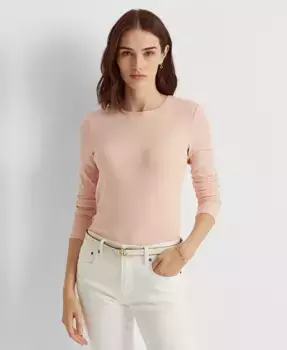 Хлопковый топ с длинными рукавами Lauren Ralph Lauren, розовый