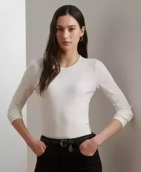 Хлопковый топ с длинными рукавами Lauren Ralph Lauren, черный
