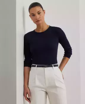 Хлопковый топ с длинными рукавами Lauren Ralph Lauren, синий