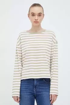Хлопковый топ с длинными рукавами Marc O'Polo, бежевый