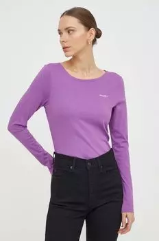 Хлопковый топ с длинными рукавами Marc O'Polo, фиолетовый